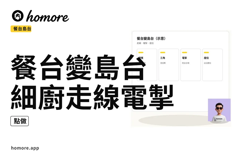 示意圖:餐台島台走線四欄