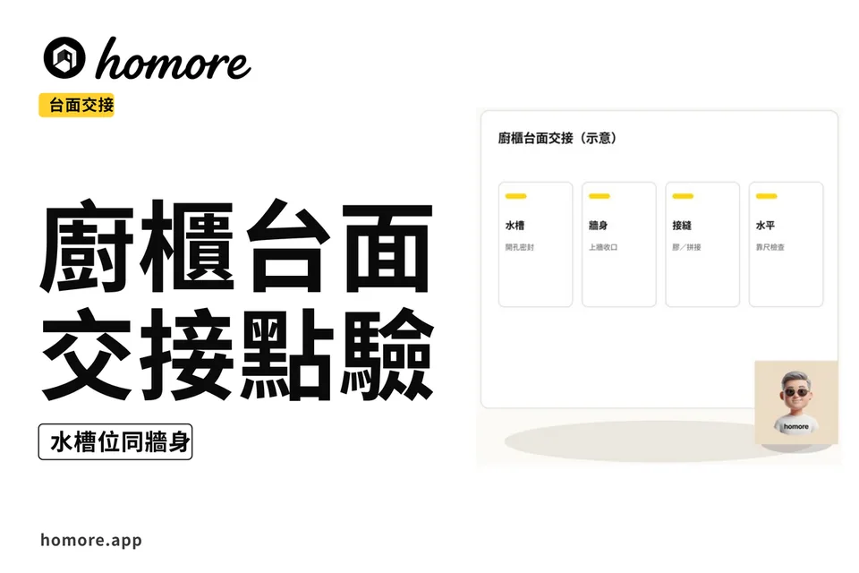 示意圖:廚櫃台面交接