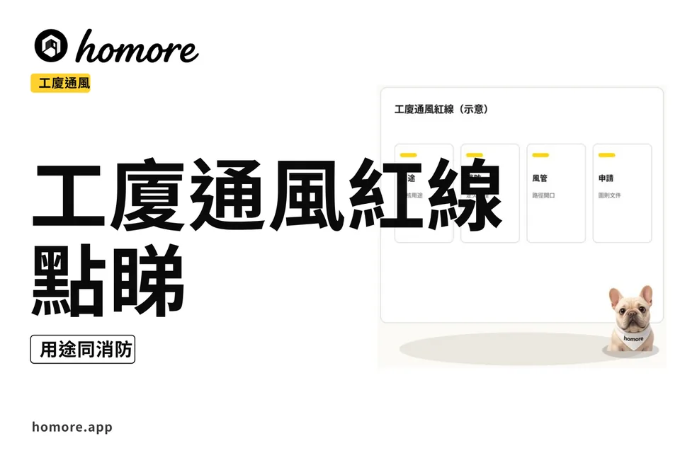 示意圖:工廈通風改動紅線:用途同消防