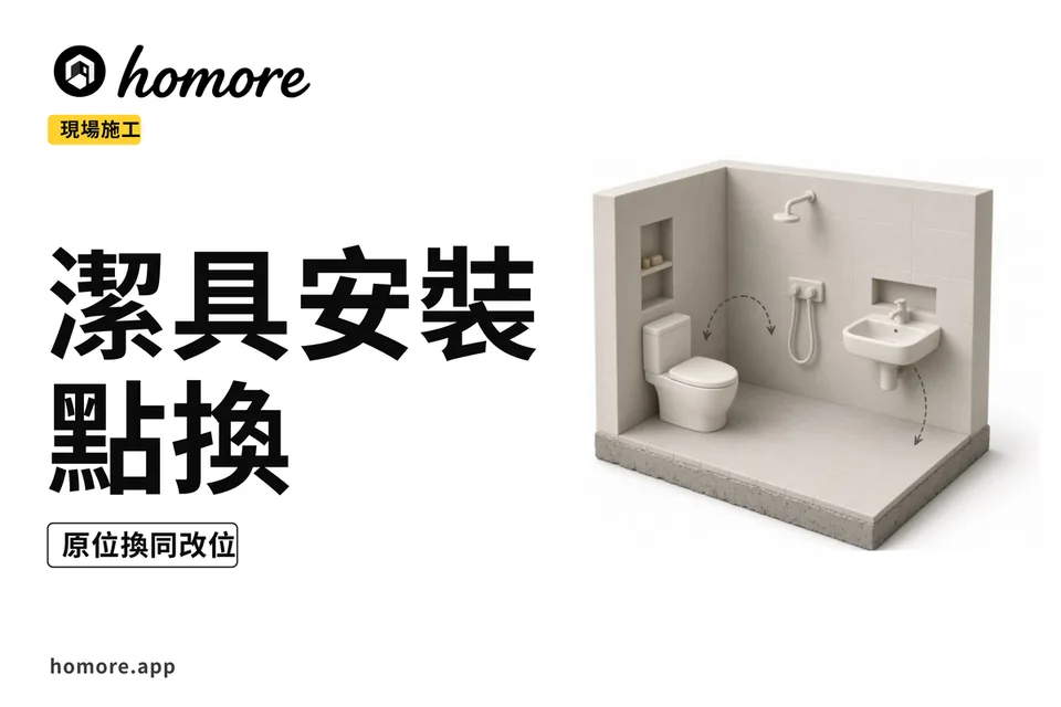 示意圖:浴室潔具原位安裝剖視,去水同存水彎