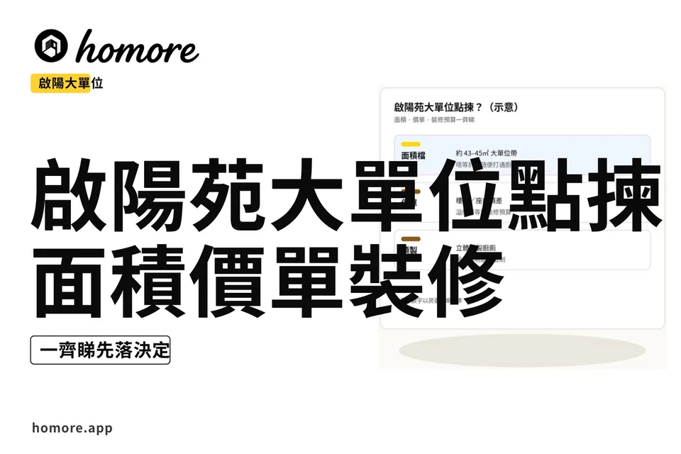 示意圖:啟陽苑細中大單位面積帶對照,大單位裝修緩衝提示