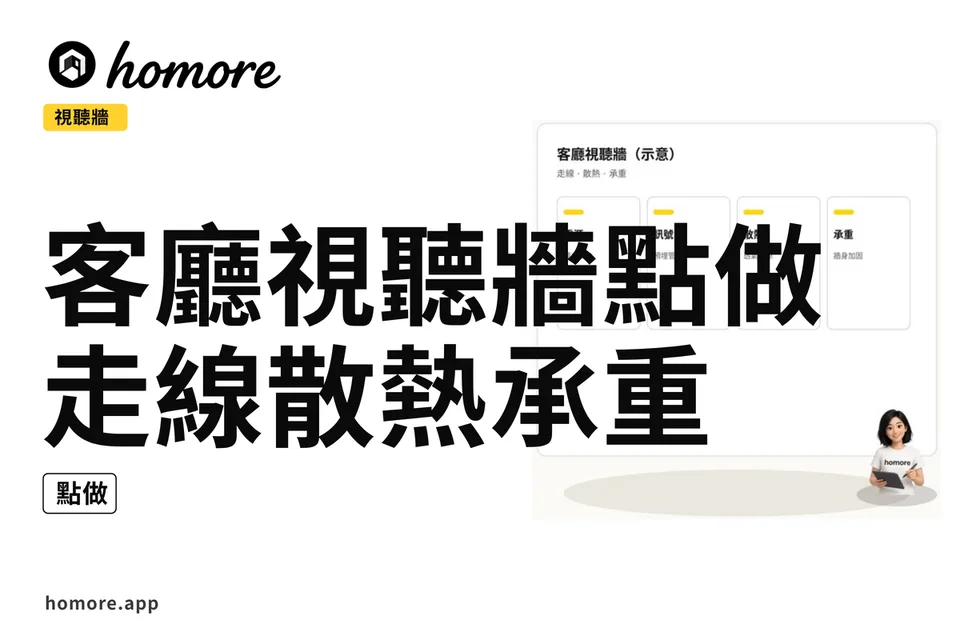 示意圖:客廳視聽牆點做:走線散熱同承重