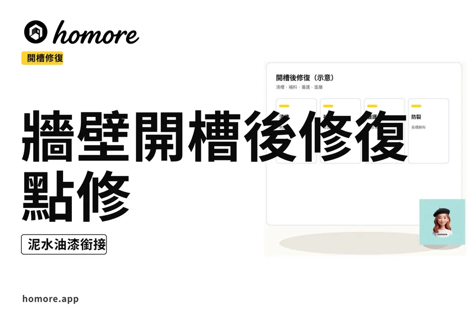 示意圖:開槽後修復四欄