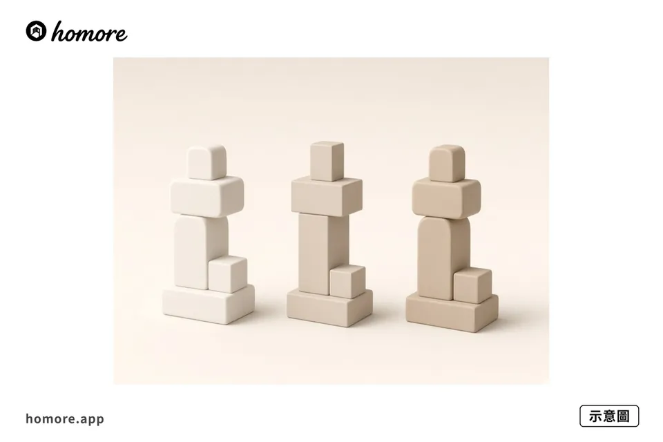 示意圖：木材油漆燈具三欄對照