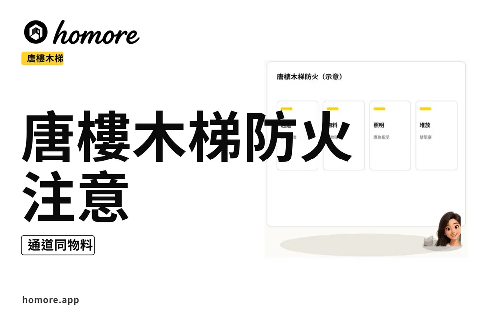 示意圖:唐樓木梯防火注意:通道同物料
